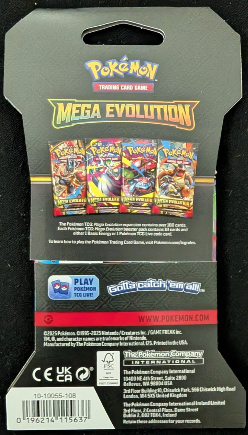 Mega Evolution Sleeved Booster Pack Blister Pokemon TCG NEW SEALED (1 PACK)