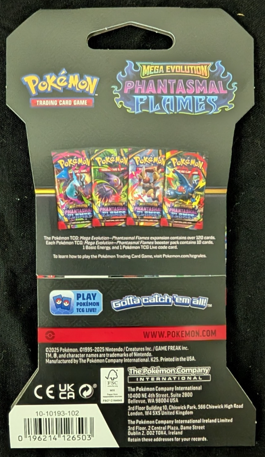 Phantasmal Flames Sleeved Booster Pack Blister Pokemon TCG NEW SEALED (1 PACK)