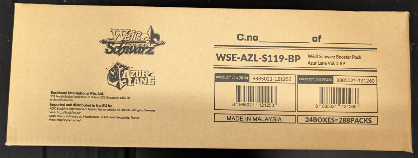 Azur Lane Vol 2 1st Edition Booster Box Weiss Schwarz English TCG