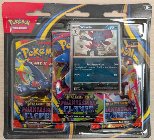 Phantasmal Flames 3 Pack Blister Weavile Pokemon TCG