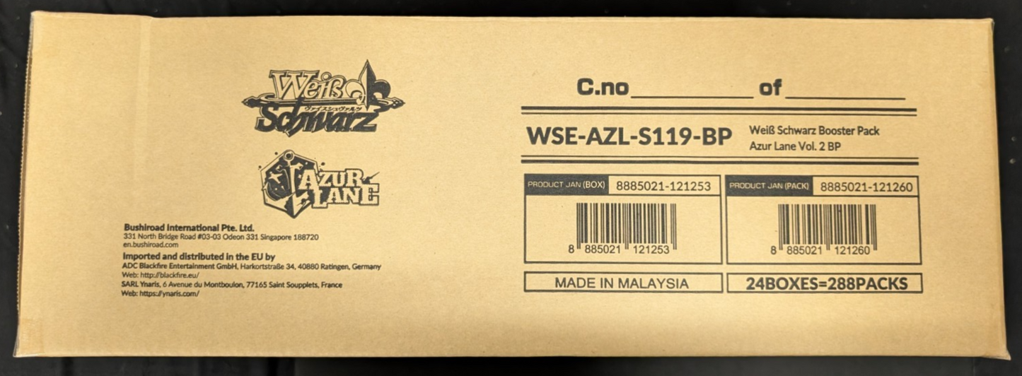 Azur Lane Vol 2 1st Edition Booster Box Weiss Schwarz English TCG