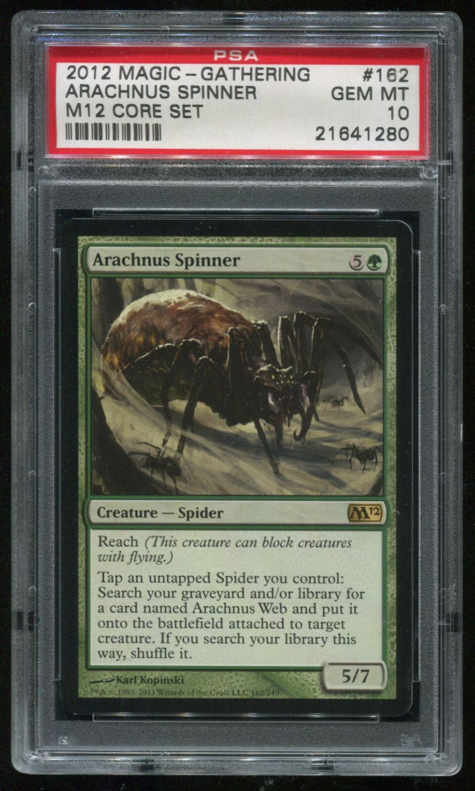 MTG Magic 2012 M12 Core Set Arachnus Spinner #162 PSA 10 Gem Mint