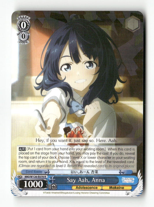 Say Aah, Anna MKI/W126-E078 R Weiss Schwarz TCG