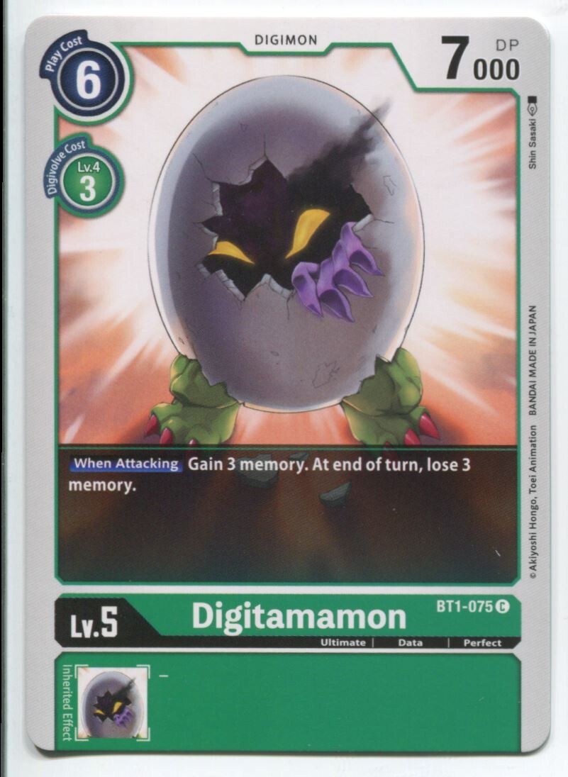 Digimon Card Game Digitamamon #BT1-075 C Near Mint