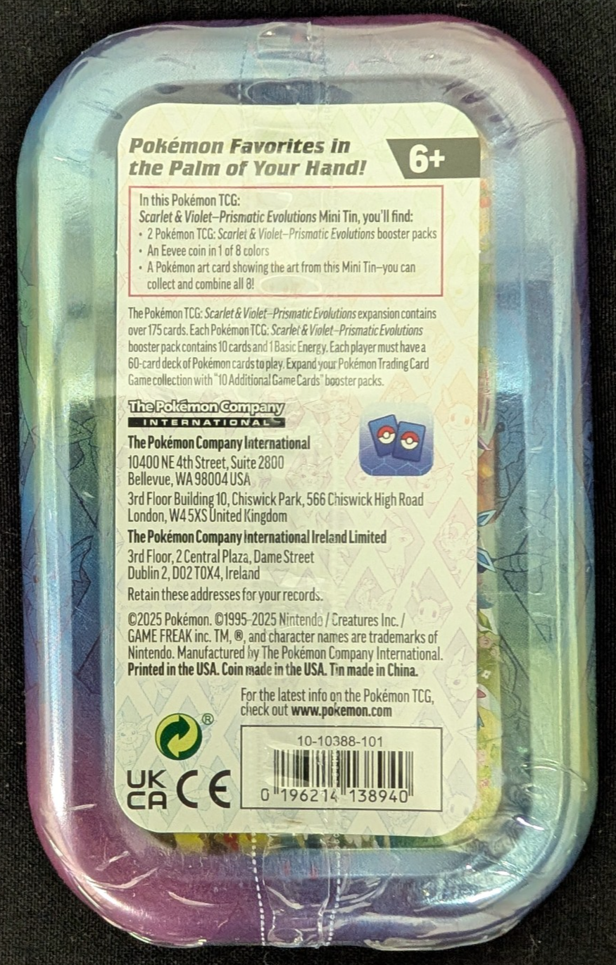 Scarlet & Violet Prismatic Evolutions Mini Tin Umbreon Art Pokemon TCG SEALED