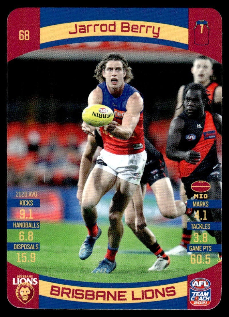 AFL 2021 McDonalds Brisbane Lions Jarrod Berry #68 Near Mint