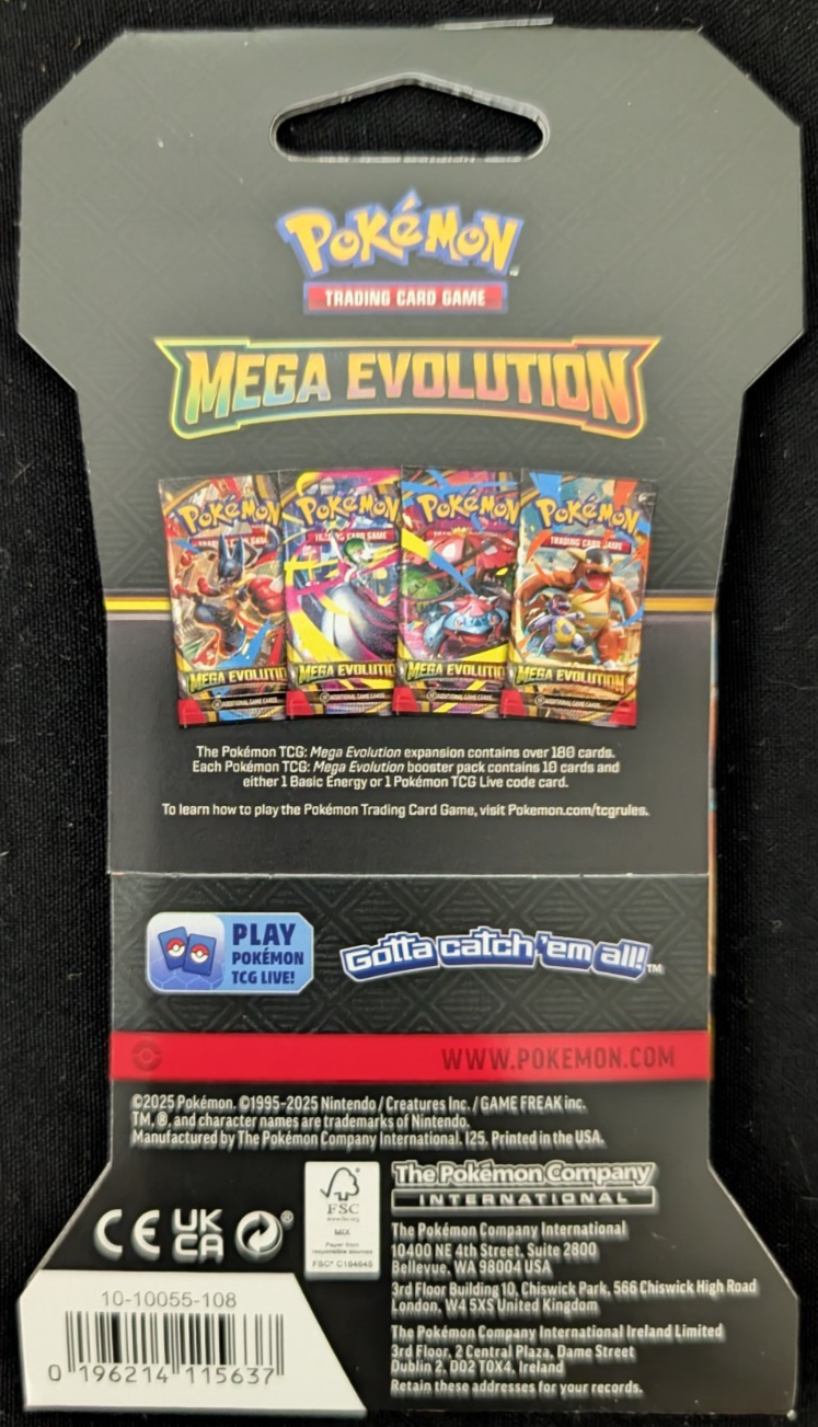 Mega Evolution Sleeved Booster Pack Blister Pokemon TCG NEW SEALED (1 PACK)