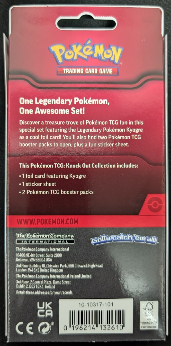 Knock Out Collection 2 Pack Inc Sticker Box Kyogre Card Pokemon TCG