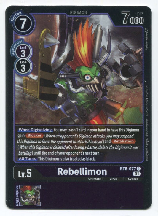Digimon Card Game Rebellimon #BT6-077 R Foil