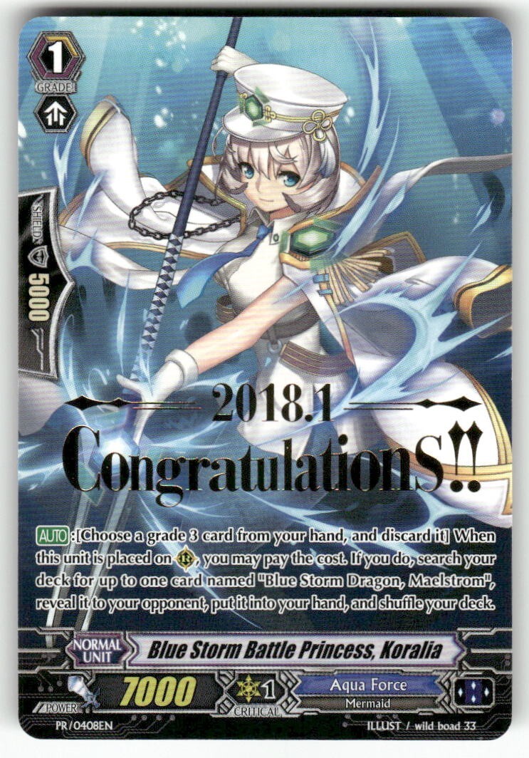 Cardfight Vanguard Blue Storm Battle Princess Koralia Hot Stamped #PR/0408EN PR