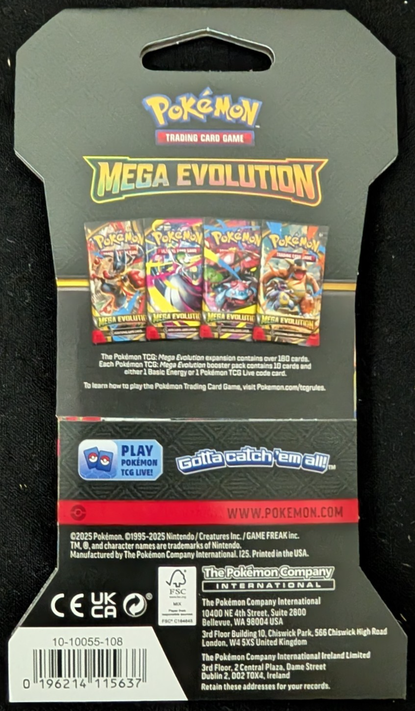 Mega Evolution Sleeved Booster Pack Blister Pokemon TCG NEW SEALED (1 PACK)