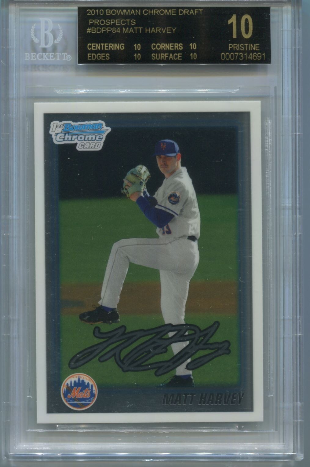 MLB 2010 Bowman Chrome Draft Picks #BDPP84 Matt Harvey (RC) BGS 10 Black Label