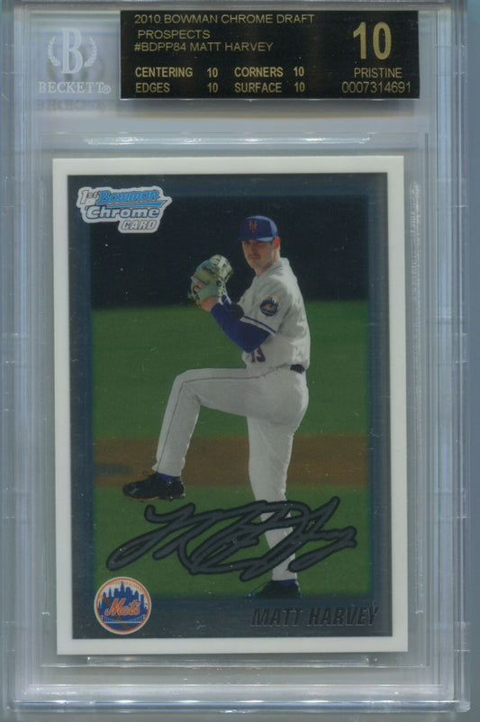 MLB 2010 Bowman Chrome Draft Picks #BDPP84 Matt Harvey (RC) BGS 10 Black Label