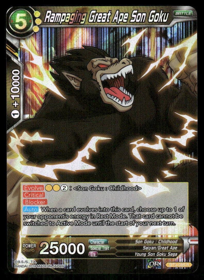 Dragon Ball Super Rampaging Great Ape Son Goku #BT3-089 R Near Mint Foil