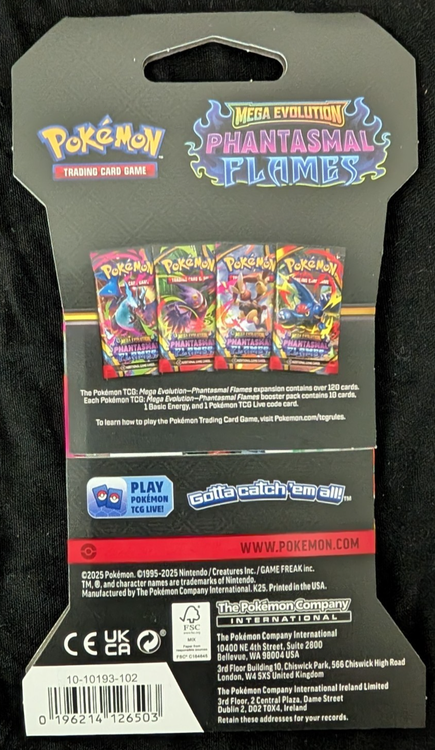 Phantasmal Flames Sleeved Booster Pack Blister Pokemon TCG NEW SEALED (1 PACK)