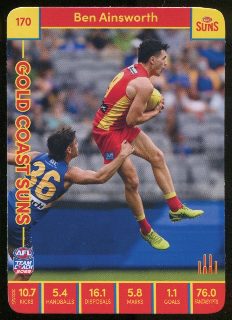 AFL 2023 McDonalds Teamcoach Gold Coast Suns Ben Ainsworth #170 Near Mint
