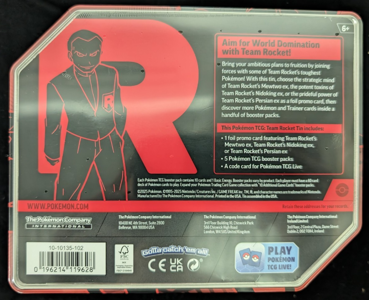 Destined Rivals Team Rocket 5 Pack Tin Nidoking EX Pokemon TCG NEW SEALED