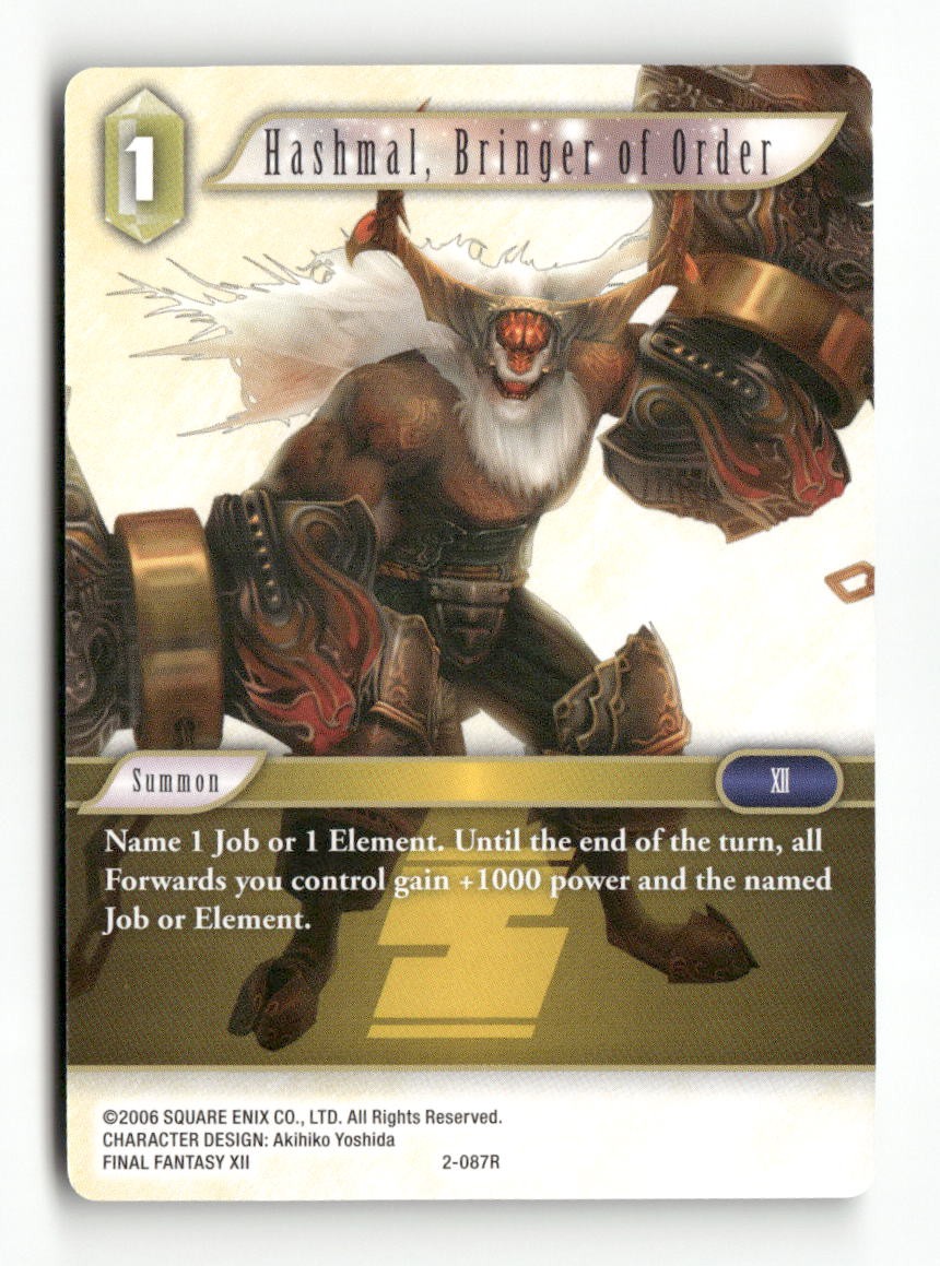 Hashmal, Bringer of Order 2-087R Rare Opus II Final Fantasy Near Mint