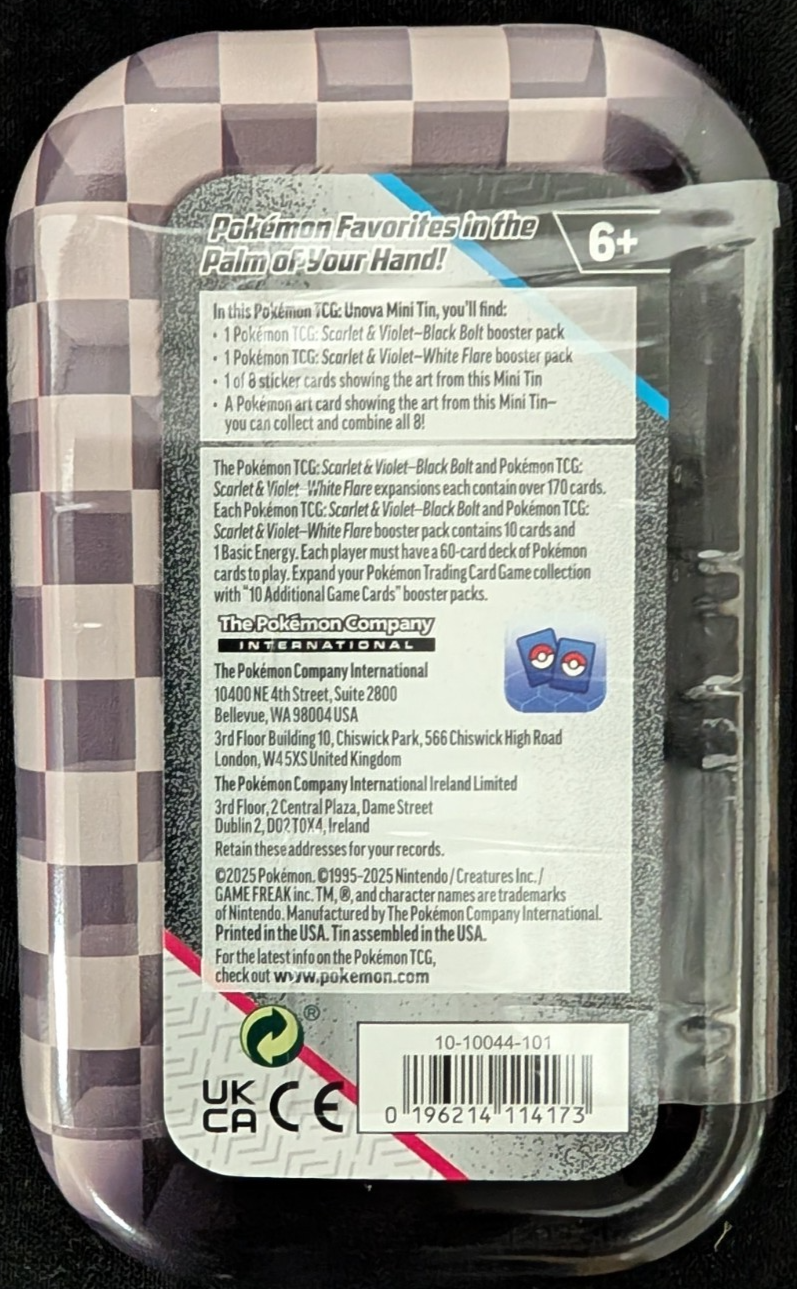 Pokemon Unova Mini Tin Chandelure & Zorua SEALED Black Bolt White Flare
