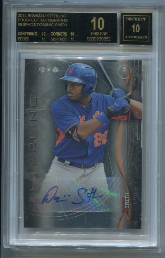 MLB 2014 Topps Bowman Sterling Prospect Dominic Smith #BSPA-DS (AU) BGS 10 Black
