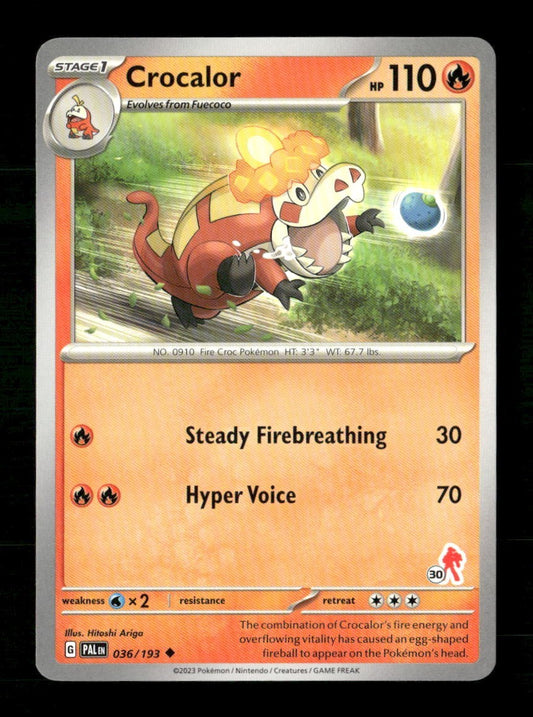 Crocalor 30 #036/193 Pokemon Battle Academy 2024
