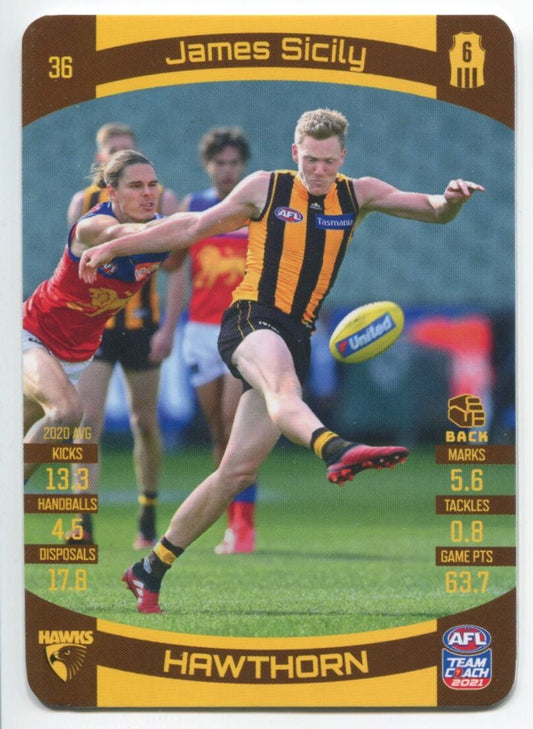 AFL 2021 McDonalds Hawthorne Hawks James Sicily #36 Near Mint