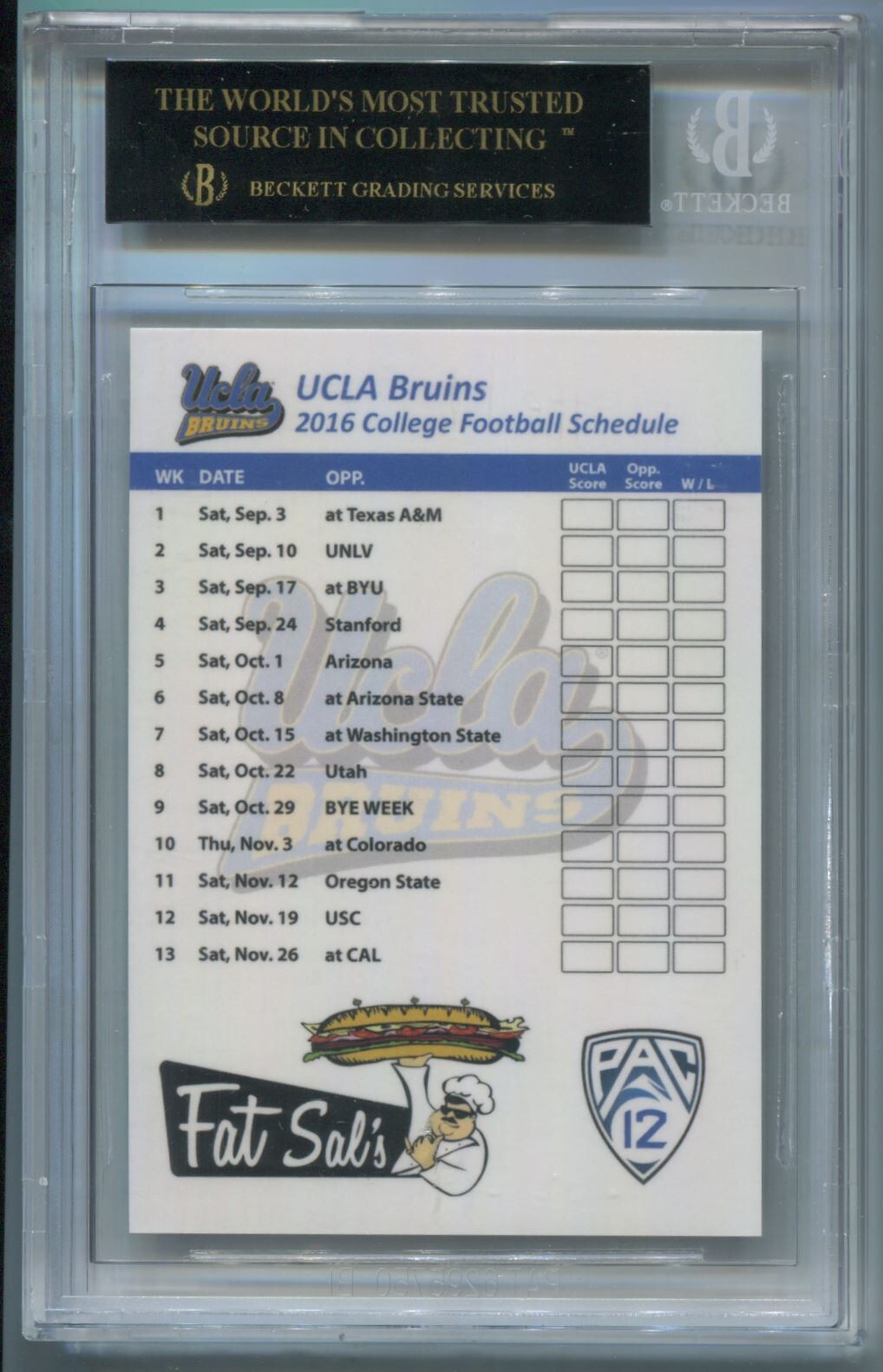 NFL 2016 UCLA Bruins Team Schedule Josh Rosen BGS 10 Black Label Pristine