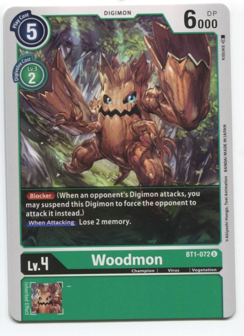 Digimon Card Game Woodmon #BT1-072 U Near Mint