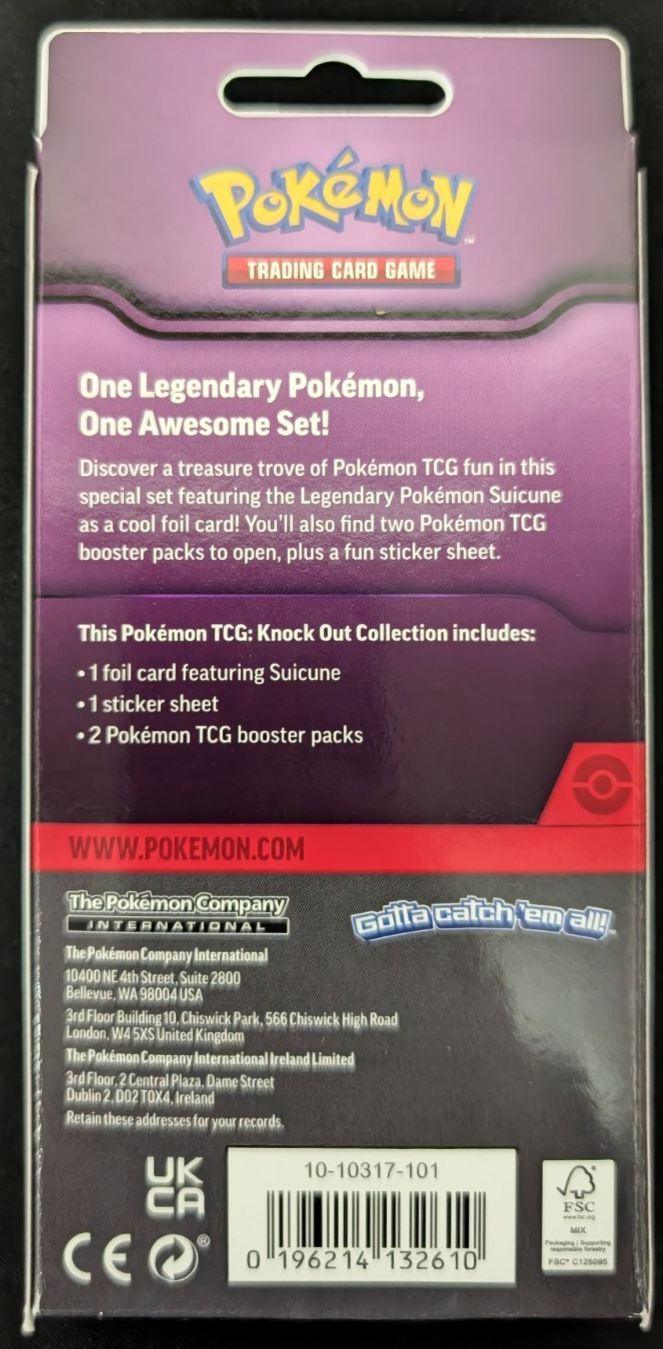Knock Out Collection 2 Pack Inc Sticker Box Suicune Card Pokemon TCG