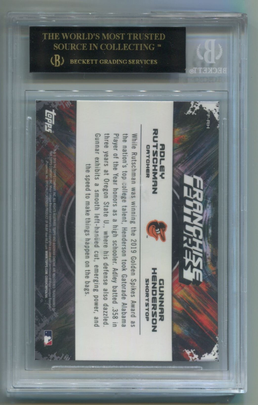 MLB 2019 Bowman Chrome Draft Franchise Futures #FFRH Rutschman Henderson BGS 10