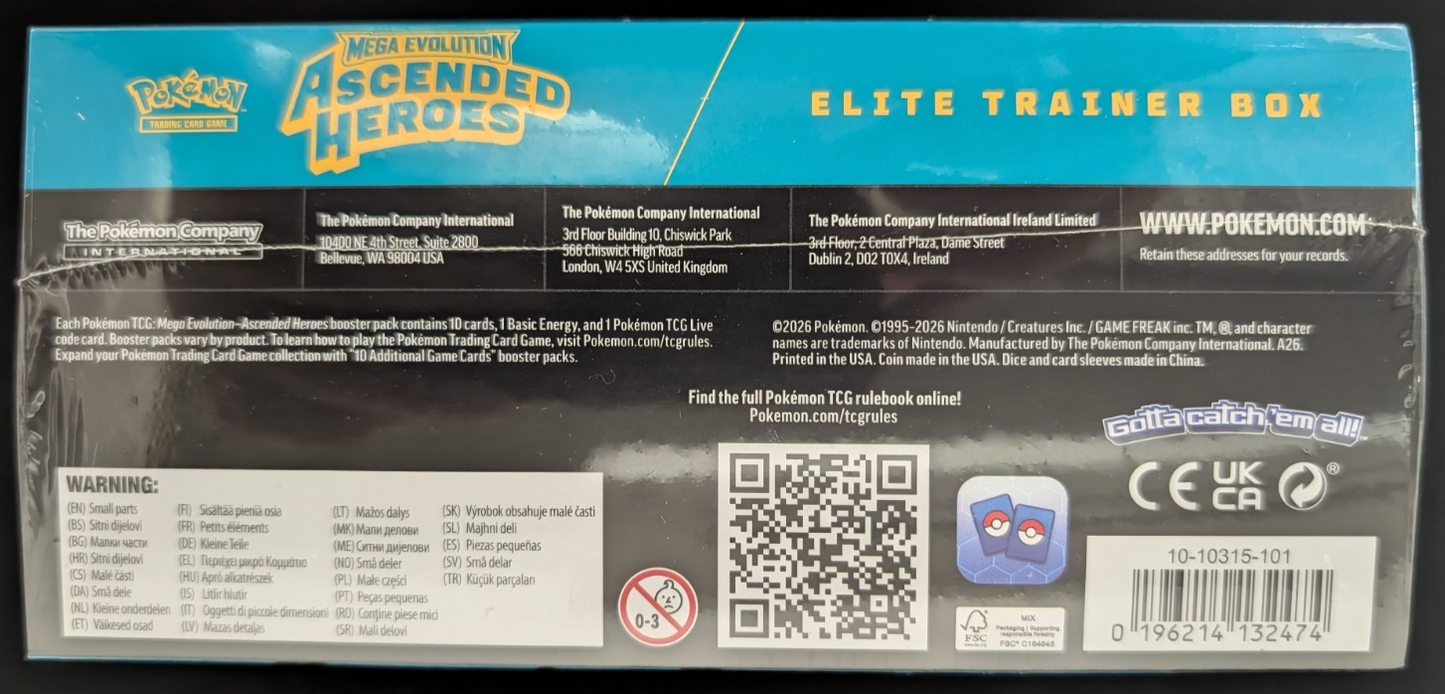 Mega Evolution Ascended Heroes ETB Elite Trainer Box Pokemon TCG NEW SEALED