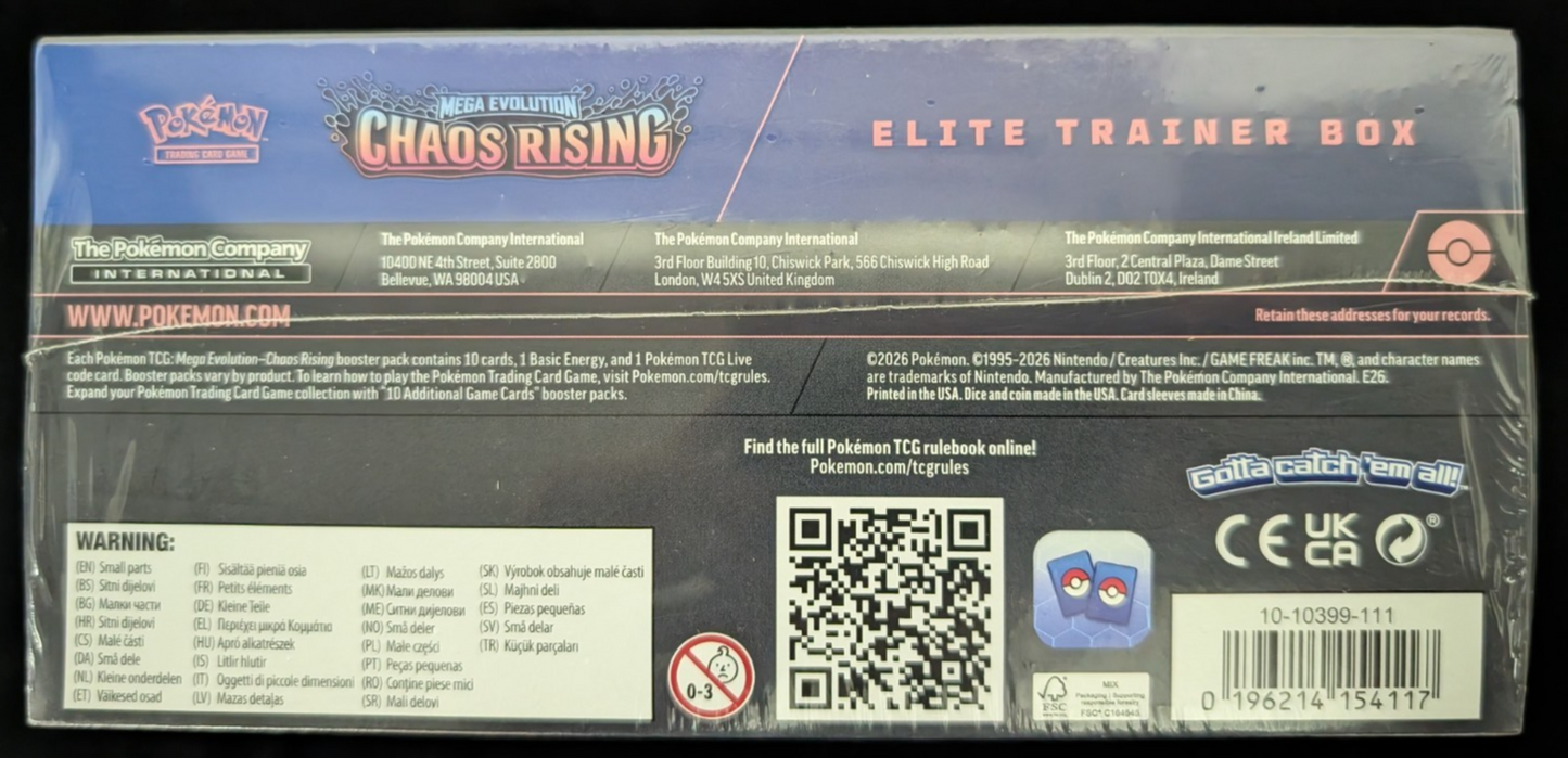Mega Evolution Chaos Rising ETB Elite Trainer Box NEW SEALED Pokemon TCG