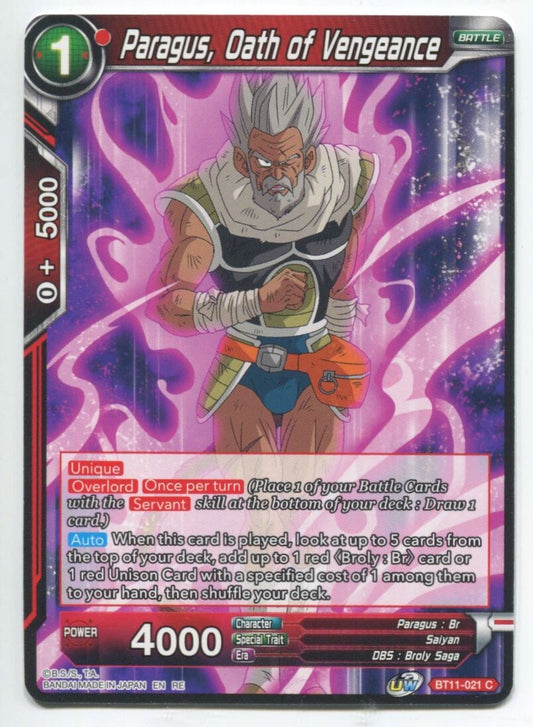 DBS Dragon Ball Super Paragus Oath Of Vengeance #BT11-021 C Near Mint