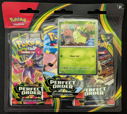 Perfect Order Three Pack Blister Chikorita Promo MEP 069 NEW SEALED Pokemon TCG