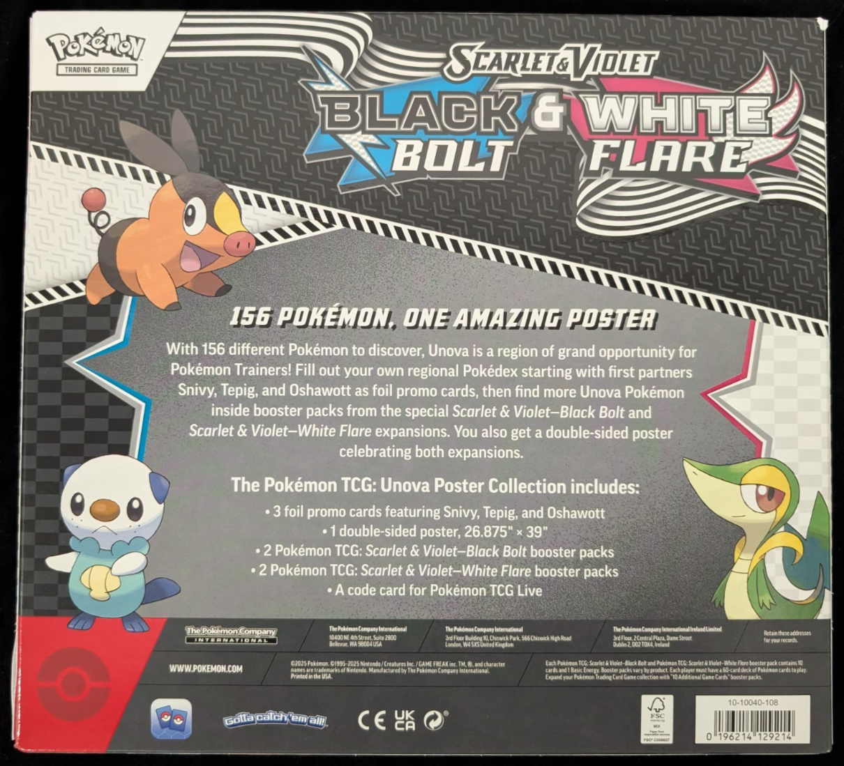 Pokemon SEALED UNOPENED Unova Poster Collection Black Bolt White Flare