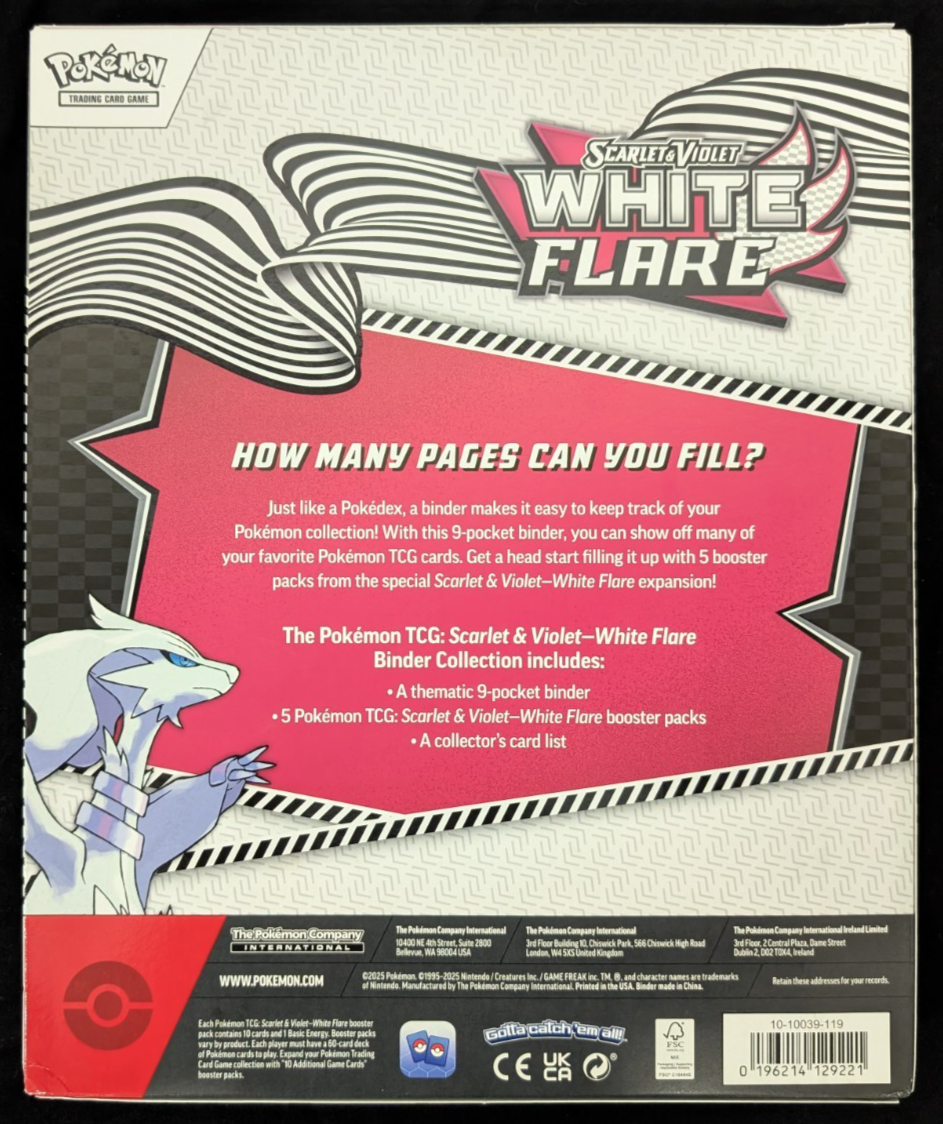 Pokemon SEALED UNOPENED Binder Collection White Flare