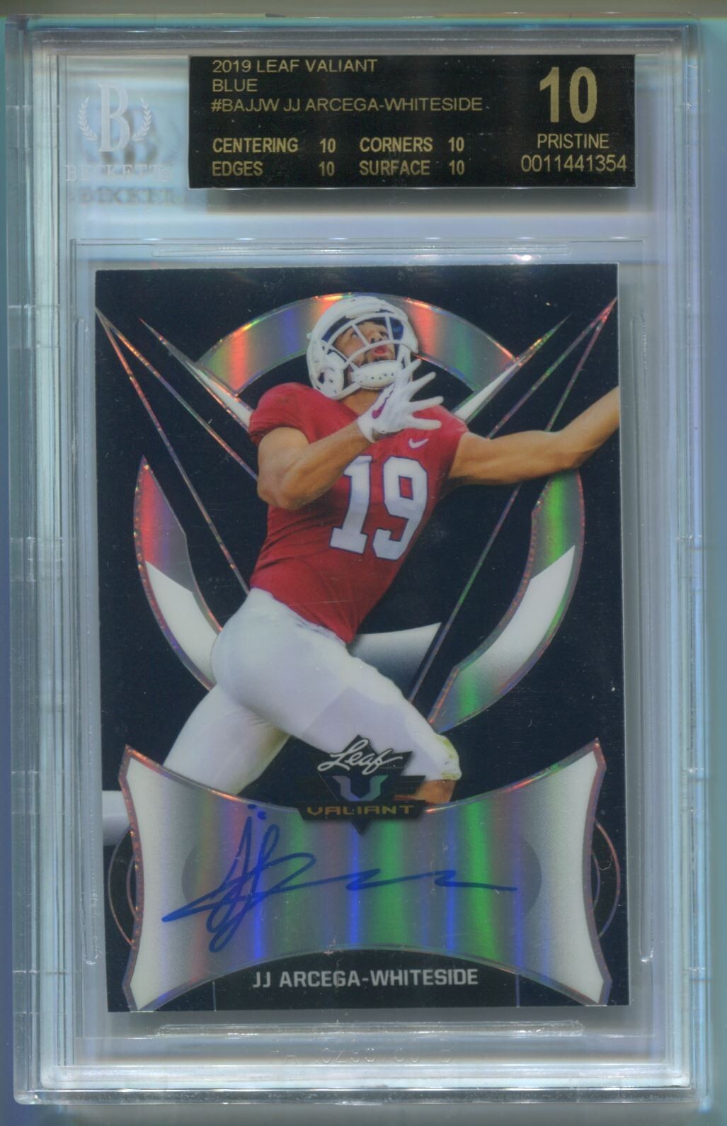 NFL 2019 Leaf Valiant Blue J.J. Arcega-Whiteside /25 #BA-JJW (AU) BGS 10 Black