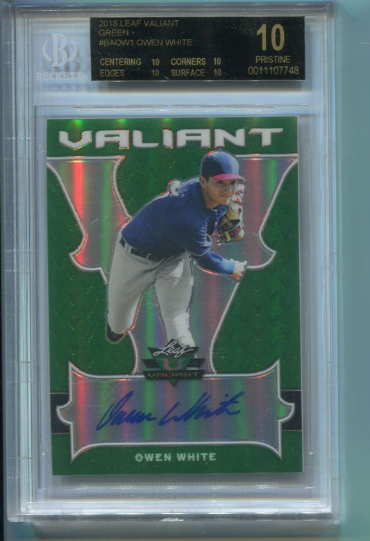MLB 2018 Leaf Valiant Green Owen White /99 #BA-OW1 (AU) BGS 10 Black Label