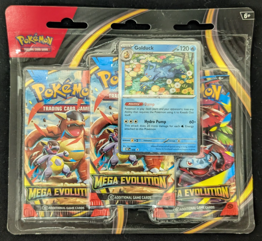 Mega Evolution Base 3 Pack Blister SEALED Golduck MEP EN Promo #008 Pokemon TCG