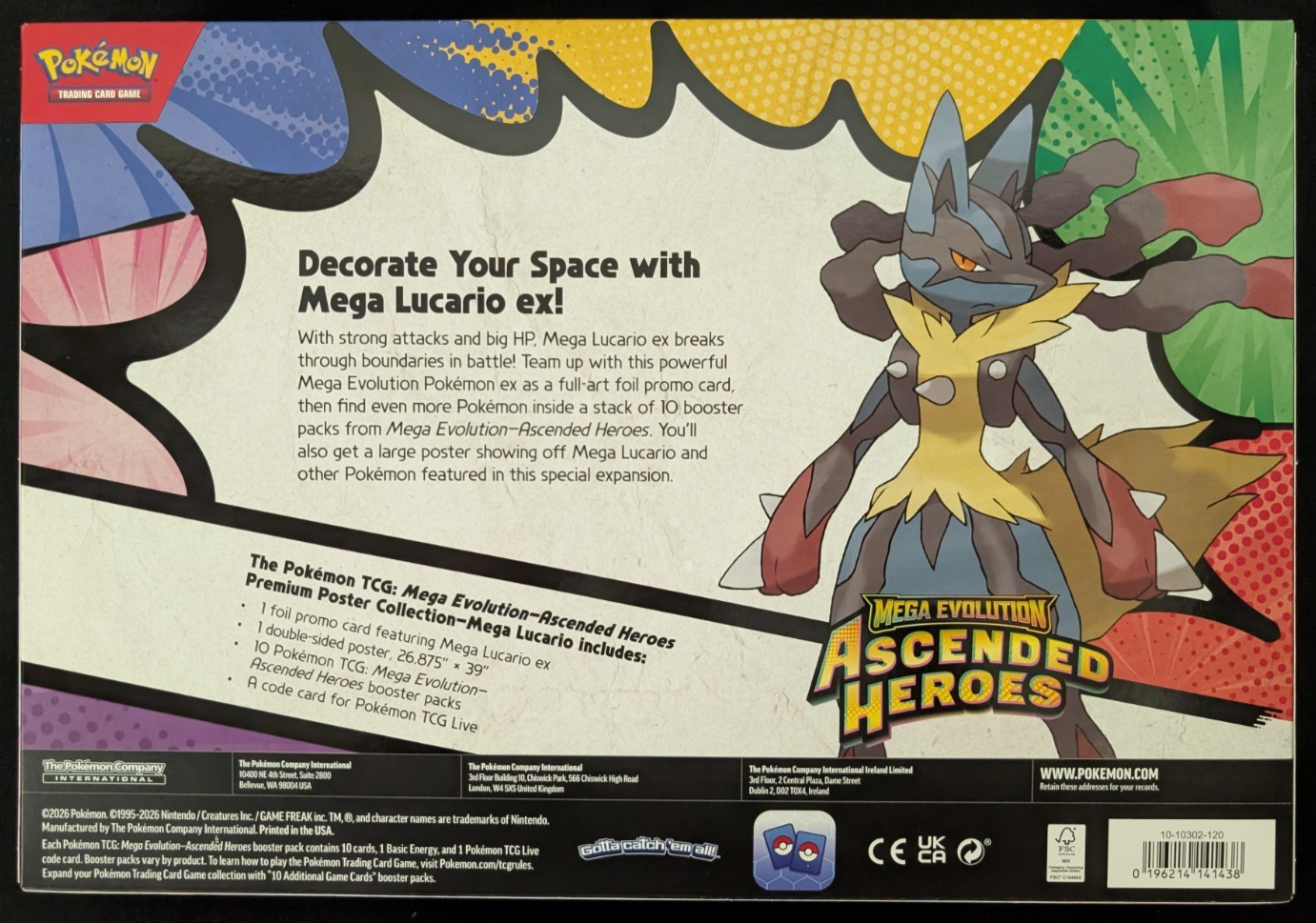 Ascended Heroes Premium Poster Collection Mega Lucario Pokemon TCG SEALED