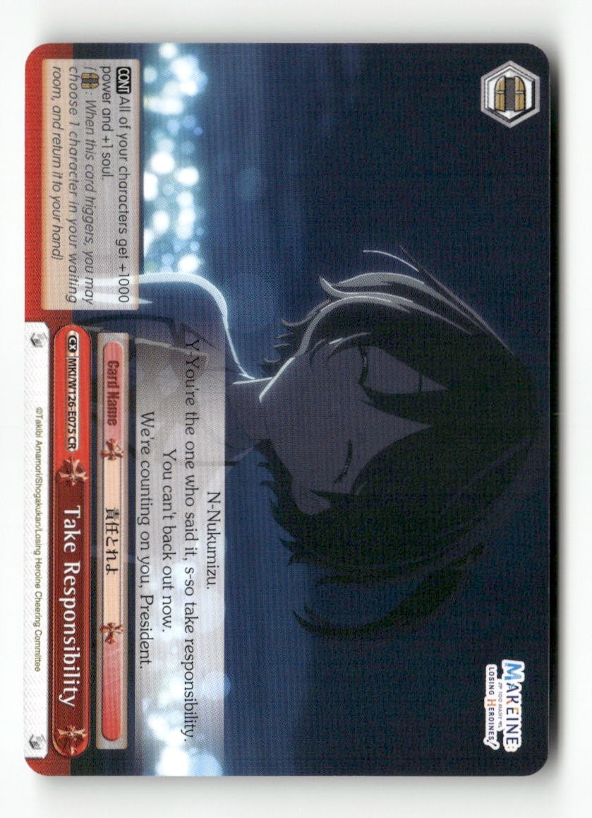 Take Responsibility MKI/W126-E075 CR Weiss Schwarz TCG