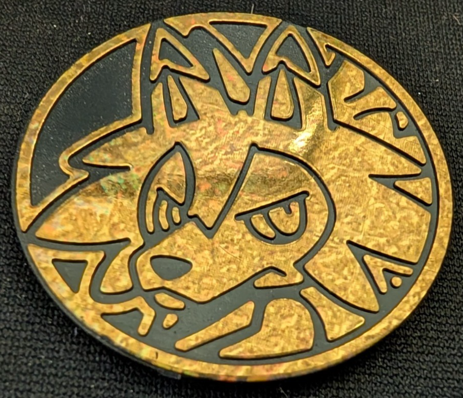 Pokemon Flip Coin Orange Glitter Holofoil Lycanroc