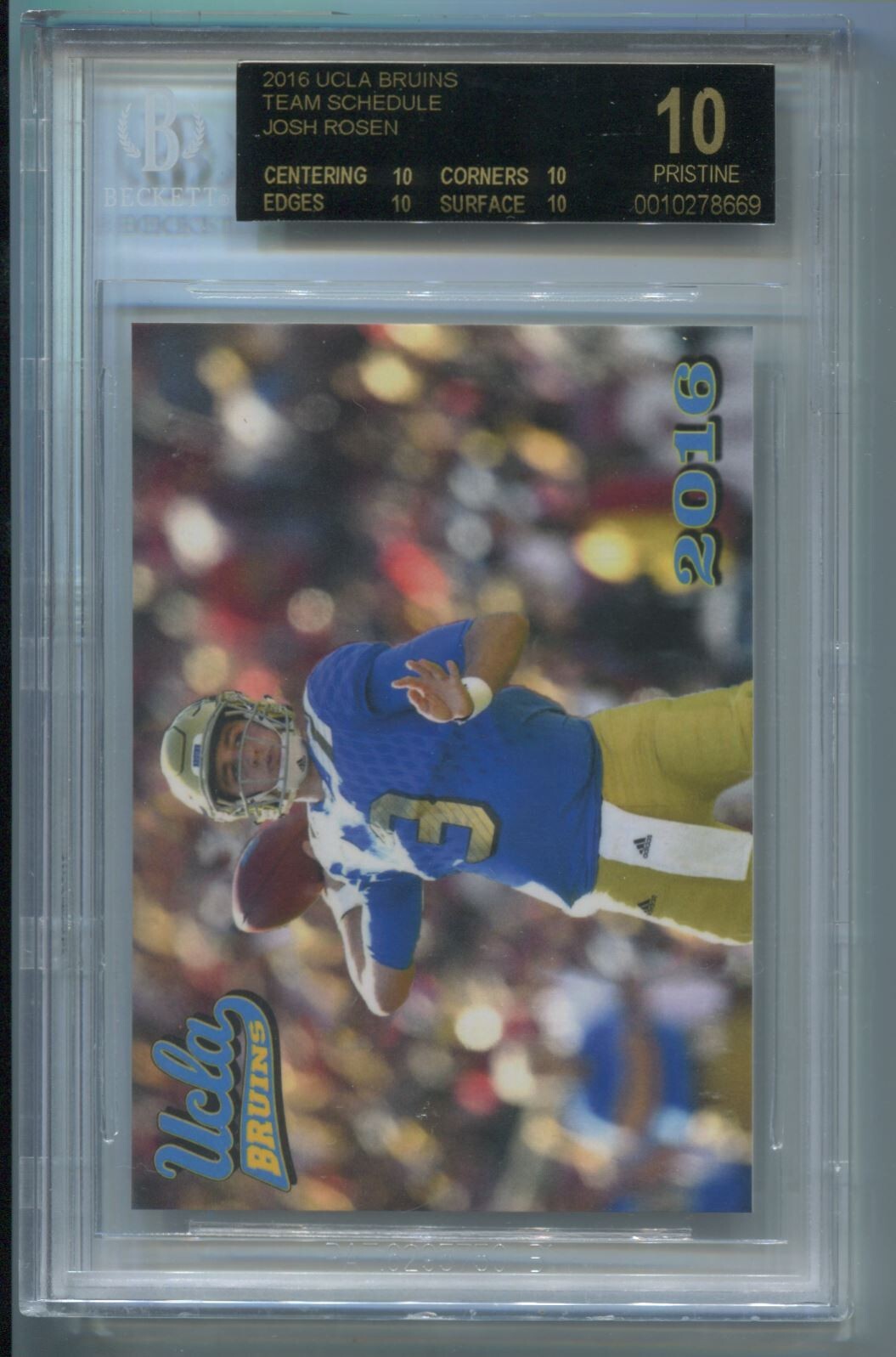 NFL 2016 UCLA Bruins Team Schedule Josh Rosen BGS 10 Black Label Pristine