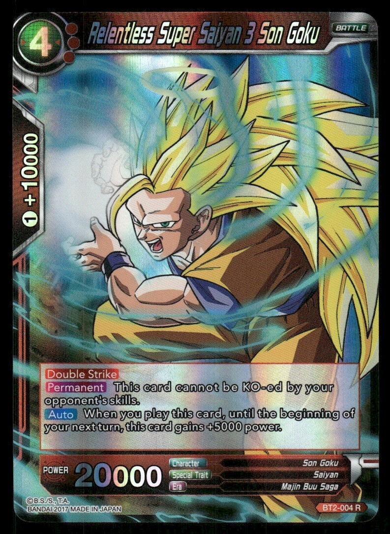 Dragon Ball Super Relentless Super Saiyan 3 Son Goku #BT2-004 R Near Mint Foil