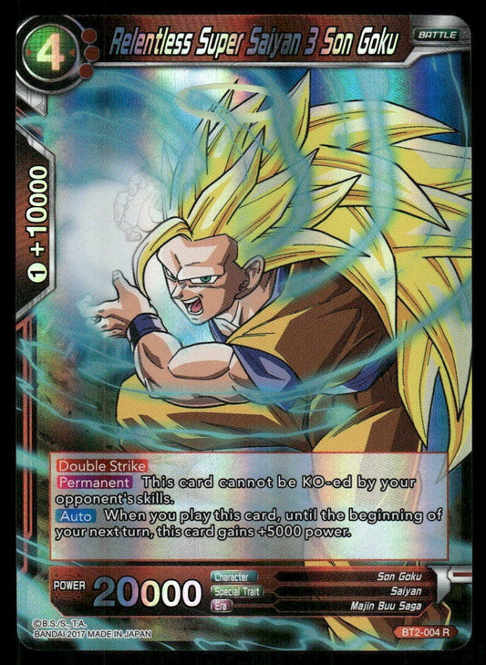 Dragon Ball Super Relentless Super Saiyan 3 Son Goku #BT2-004 R Near Mint Foil