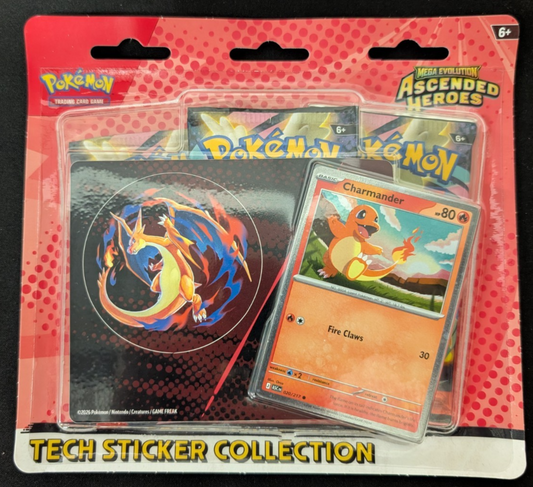 Ascended Heroes Tech Sticker Collection 3 Pack Blister Charmander Pokemon TCG