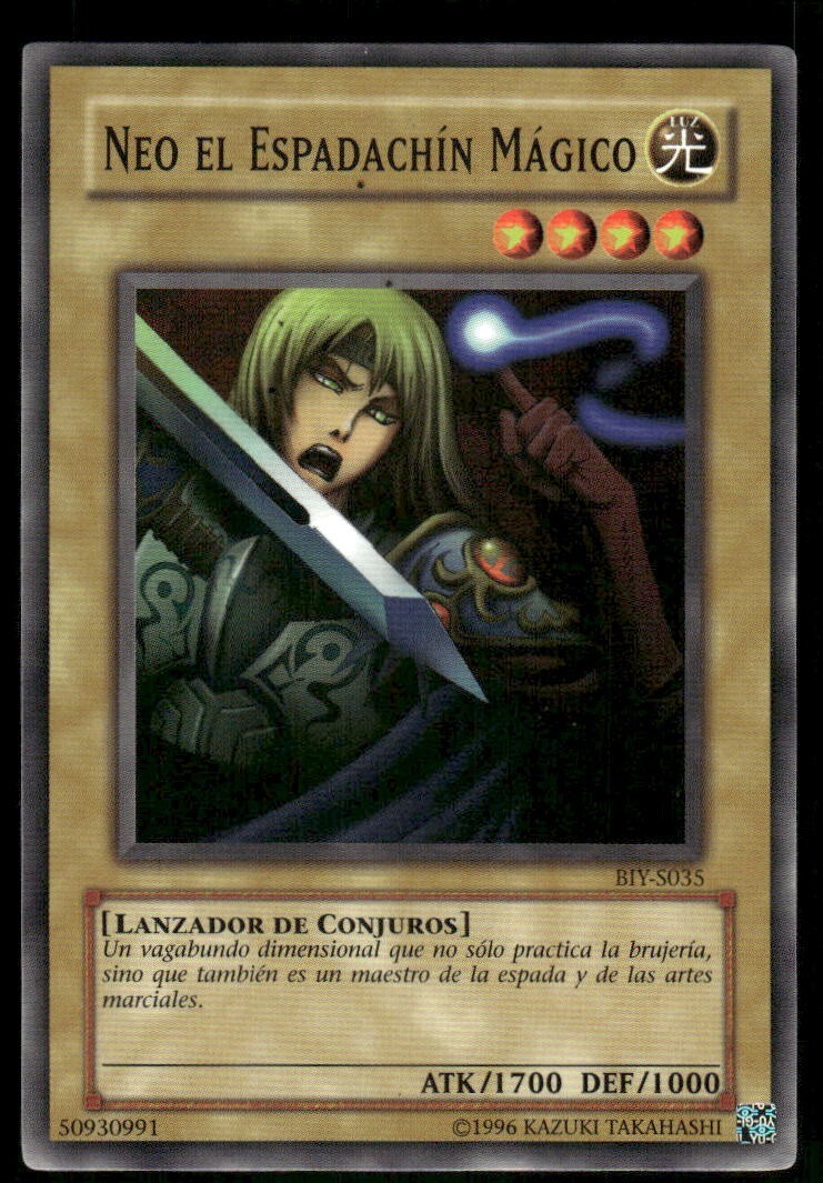 YuGiOh 1996 Spanish Neo El Espadachin Magico Magic Swordsman #BIY-S035 Near Mint