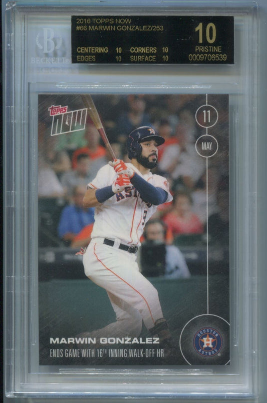MLB 2016 Topps Now #66 Marwin Gonzalez BGS 10 Black Label Pristine