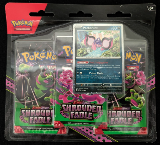 Pokemon TCG Shrouded Fable 3 Three Pack Blister Pecharunt SVP EN #149 Promo