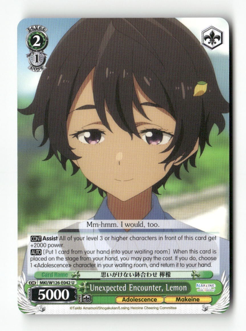 Unexpected Encounter, Lemon MKI/W126-E042 U Weiss Schwarz TCG